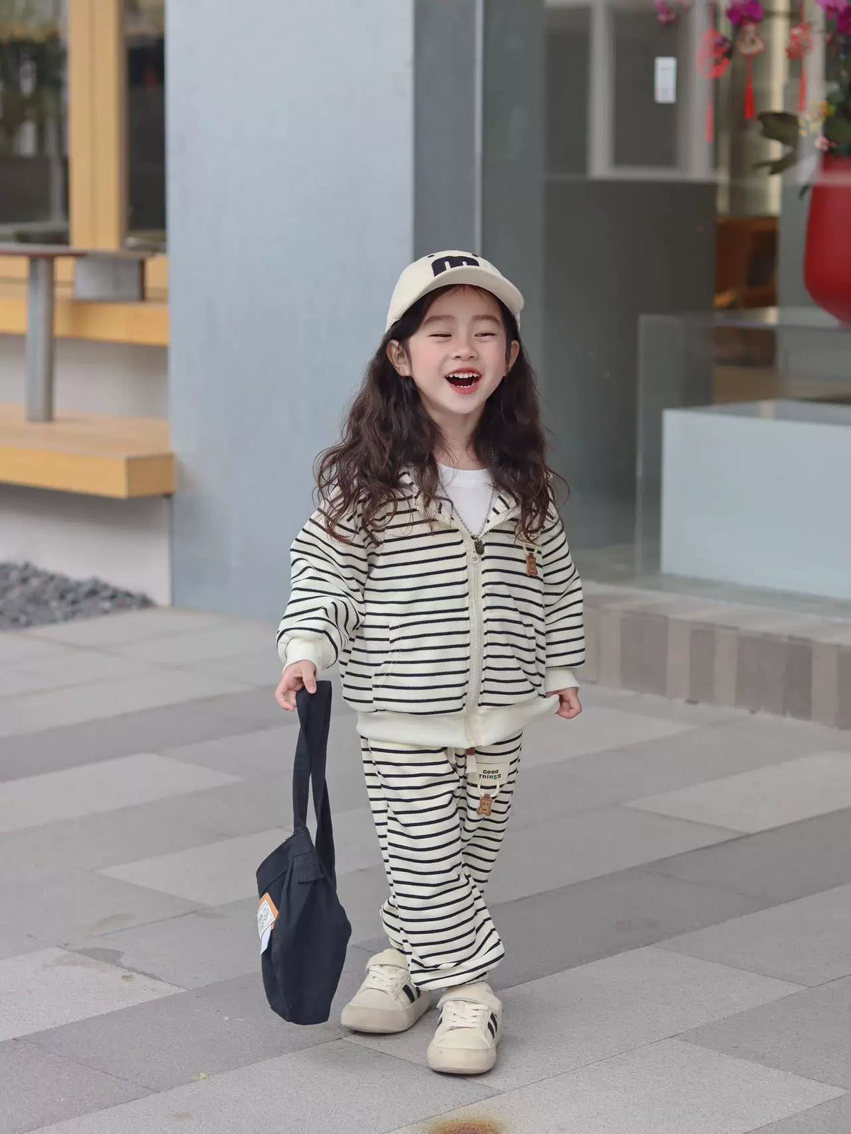 Winter Casual Hooded Striped Kids Coat & Pants