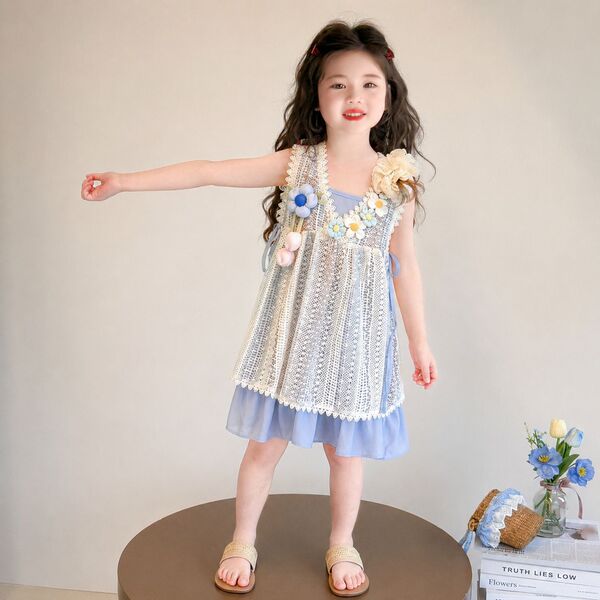 Girls' Bohemian Dress and Hat Set