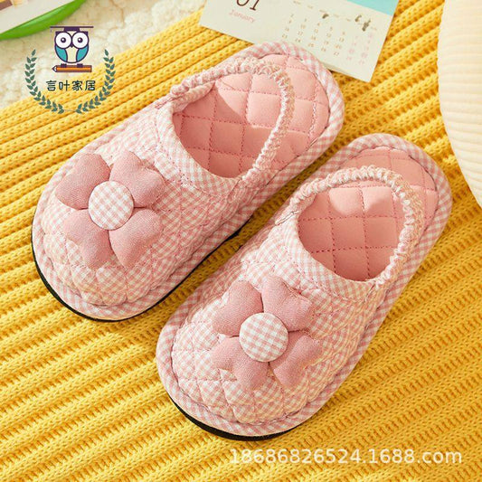 Baby Cotton Elastic Band Slippers – Non-Slip Soft Sole Indoor & Outdoor Warm Shoes