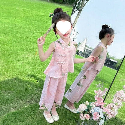 New Chinese-Style Outfit, Two-Piece Set for Girls
