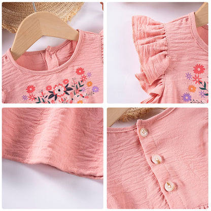 Printed Flutter Sleeve Casual Dress – Soft & Trendy Versatile Baby Outfit