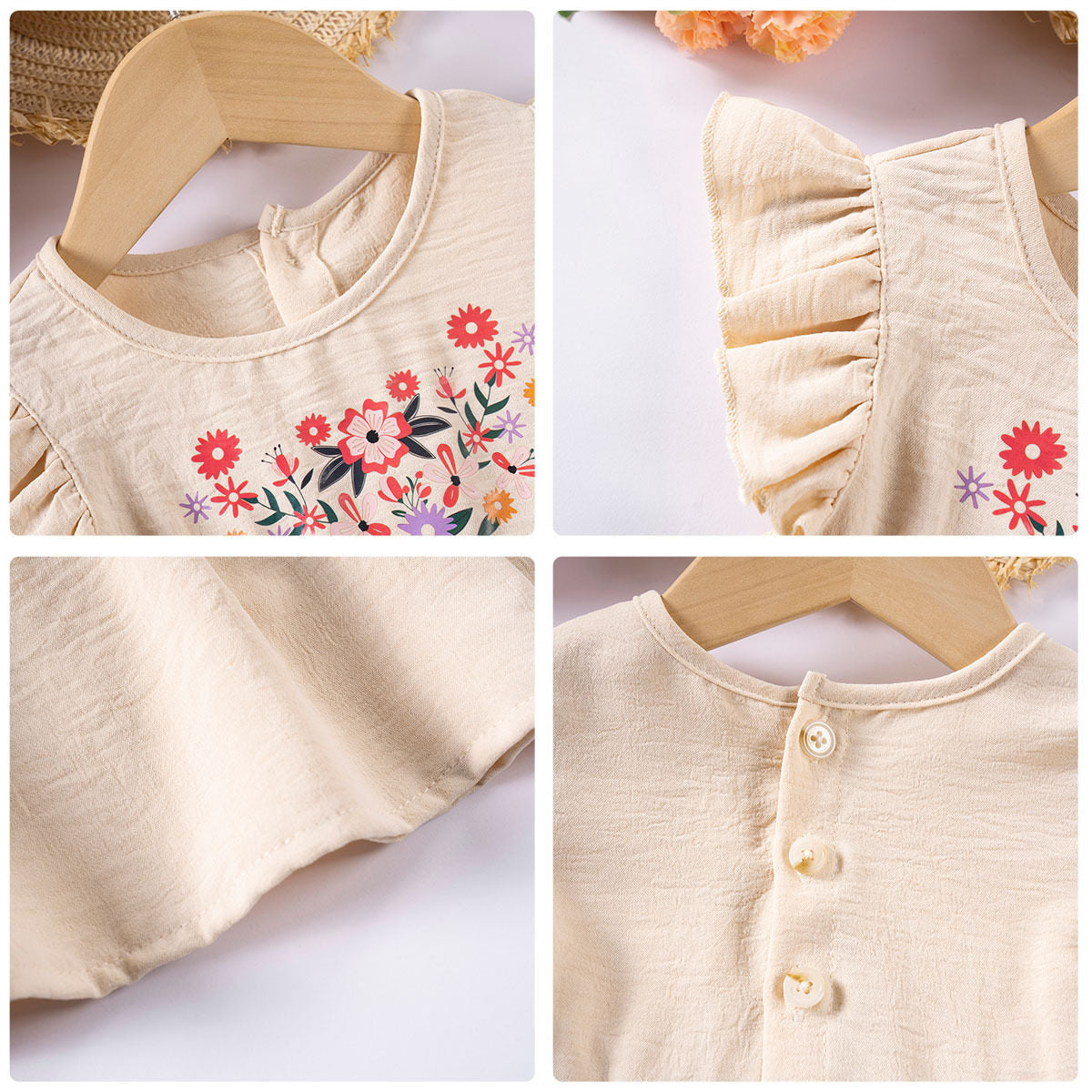 Printed Flutter Sleeve Casual Dress – Soft & Trendy Versatile Baby Outfit