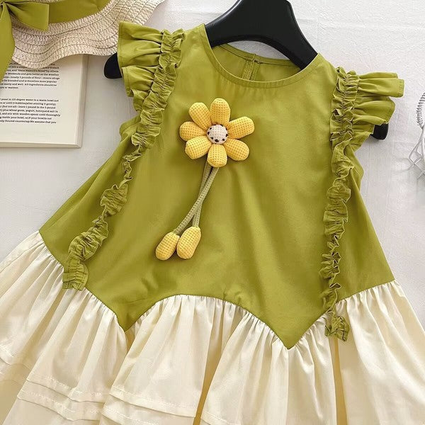 Flower Edge Stitching Princess Dress