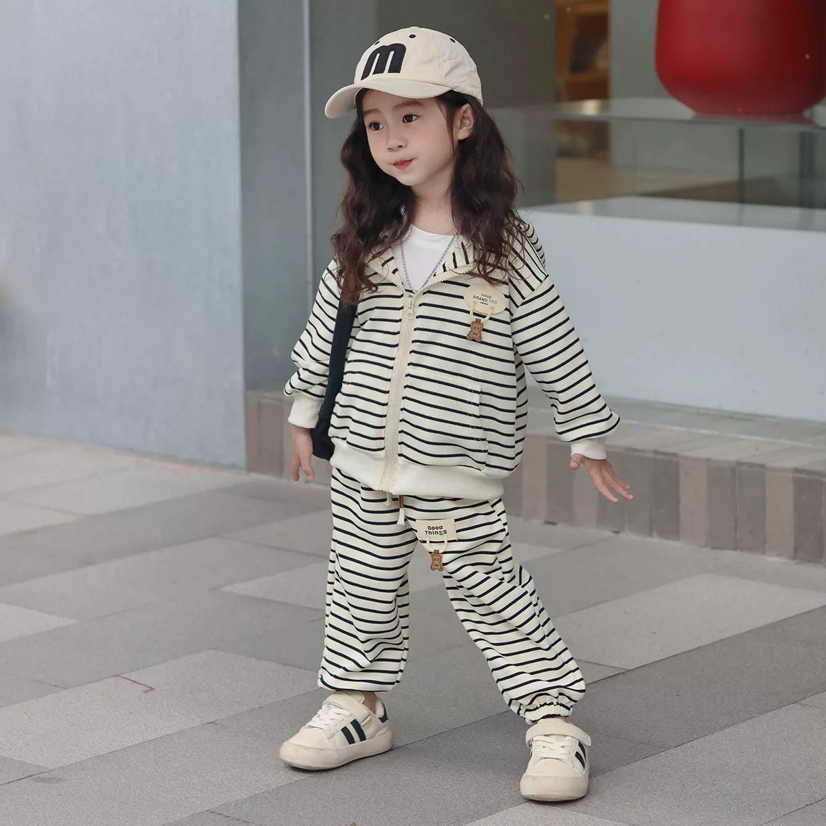Winter Casual Hooded Striped Kids Coat & Pants