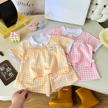 Premium Chinese Imported Kids Plaid Polo Set
