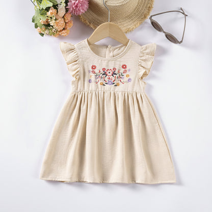 Printed Flutter Sleeve Casual Dress – Soft & Trendy Versatile Baby Outfit