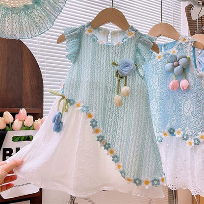 Premium Chinese Imported Flower Princess Vest Dress