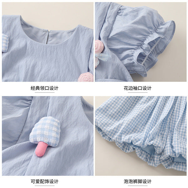 Baby Girl Puff Sleeve Top & Lantern Shorts Set