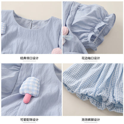 Baby Girl Puff Sleeve Top & Lantern Shorts Set