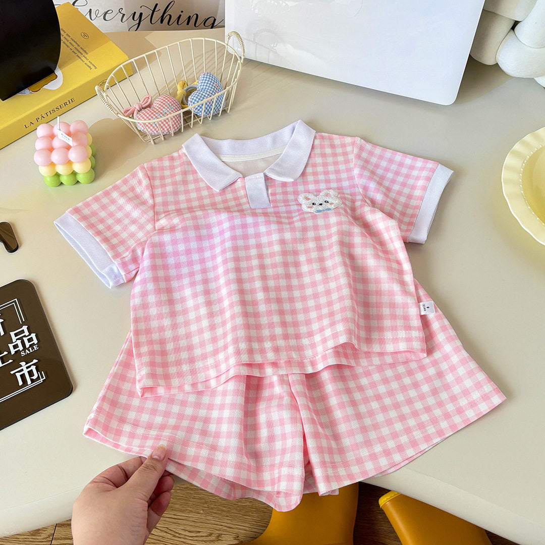 Premium Chinese Imported Kids Plaid Polo Set