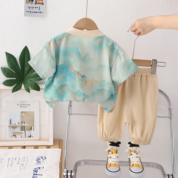 Trendy National Style Short Sleeve Summer Suit
