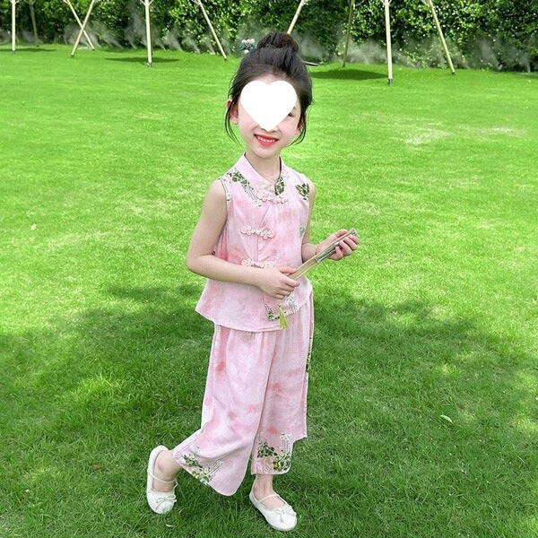 New Chinese-Style Outfit, Two-Piece Set for Girls