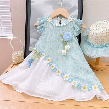 Premium Chinese Imported Flower Princess Vest Dress