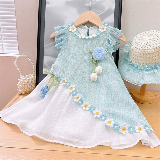 Premium Chinese Imported Flower Princess Vest Dress