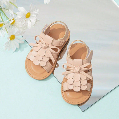 Baby Cute Cartoon Applique Decorative Woven Velcro Flat Sandals