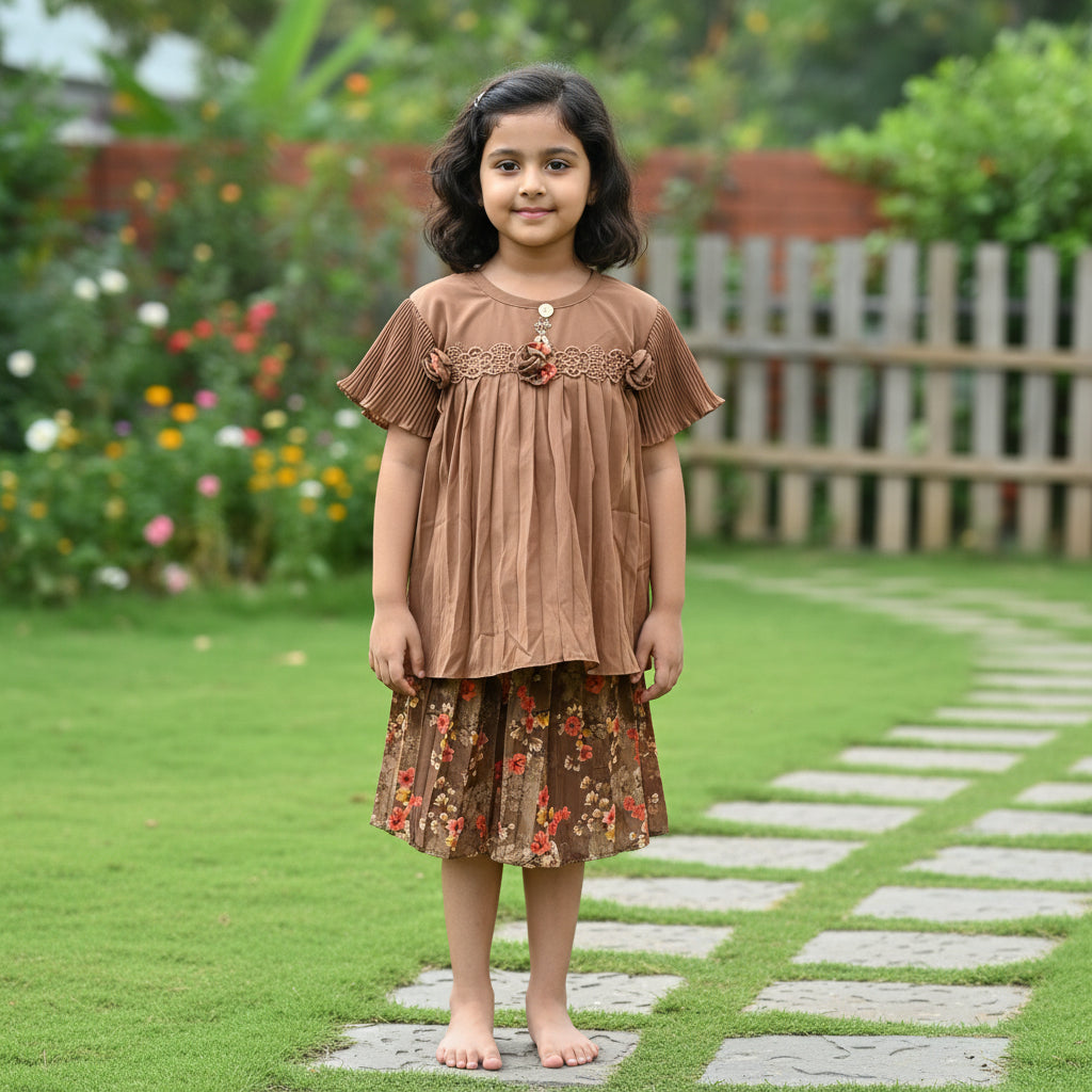 Premium Girls Floral Skirt and Top Set - China Import with Pant