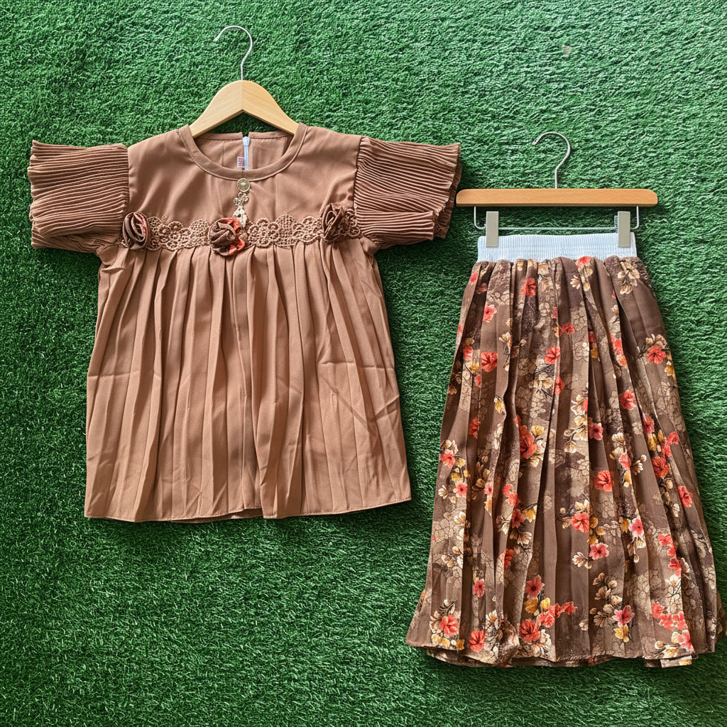 Premium Girls Floral Skirt and Top Set - China Import with Pant