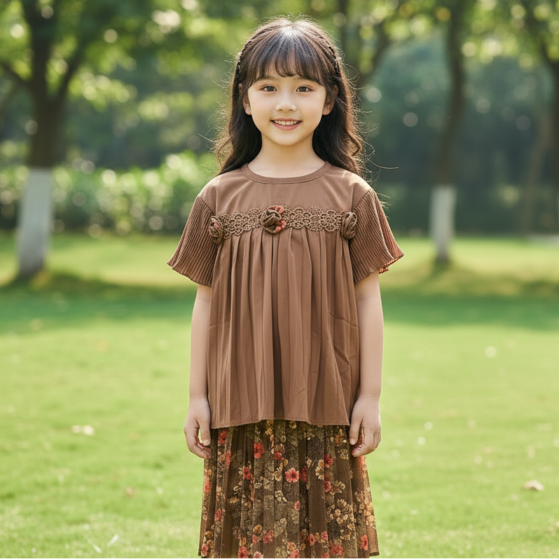 Premium Girls Floral Skirt and Top Set - China Import with Pant