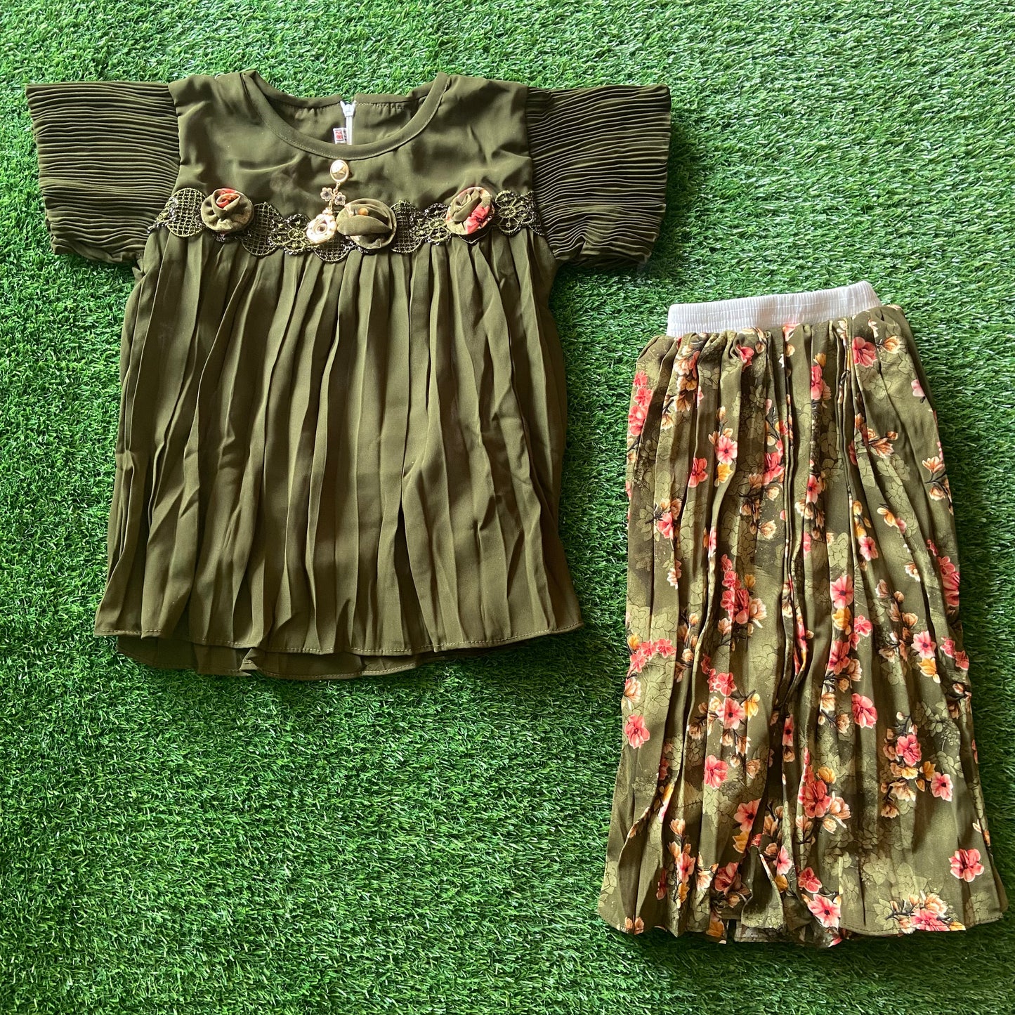 Premium Girls Floral Skirt and Top Set - China Import with Pant