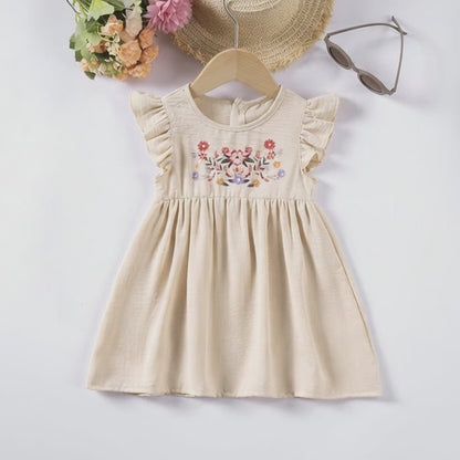 Printed Flutter Sleeve Casual Dress – Soft & Trendy Versatile Baby Outfit