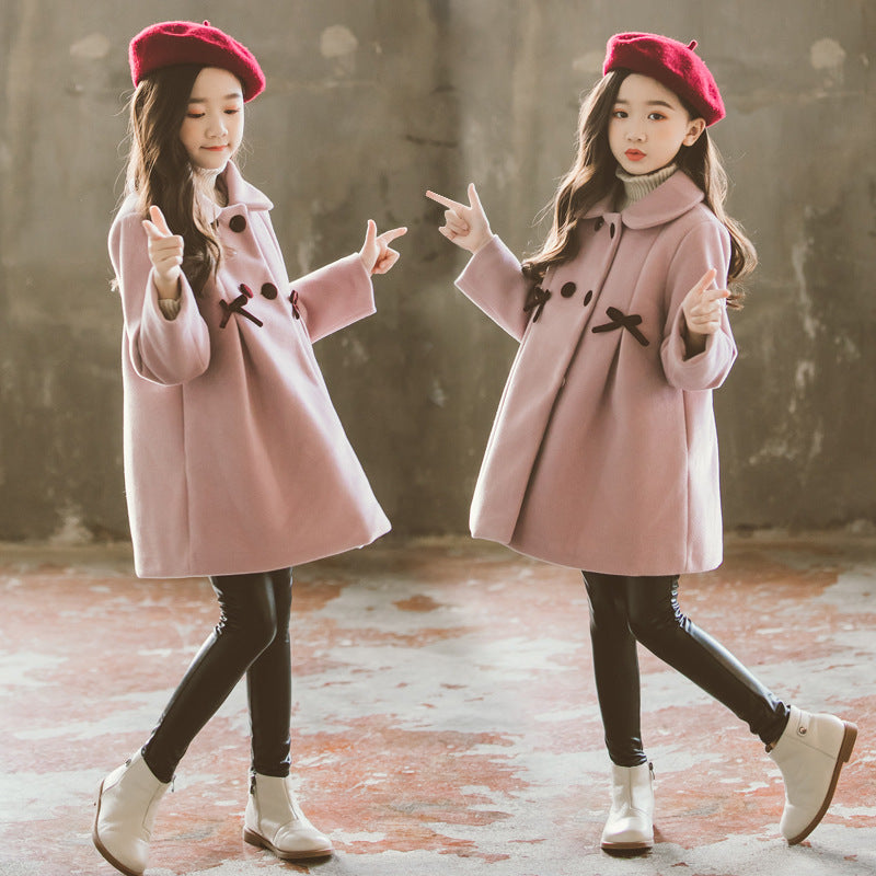 Winter Stylish Bow Decorated Long Coat