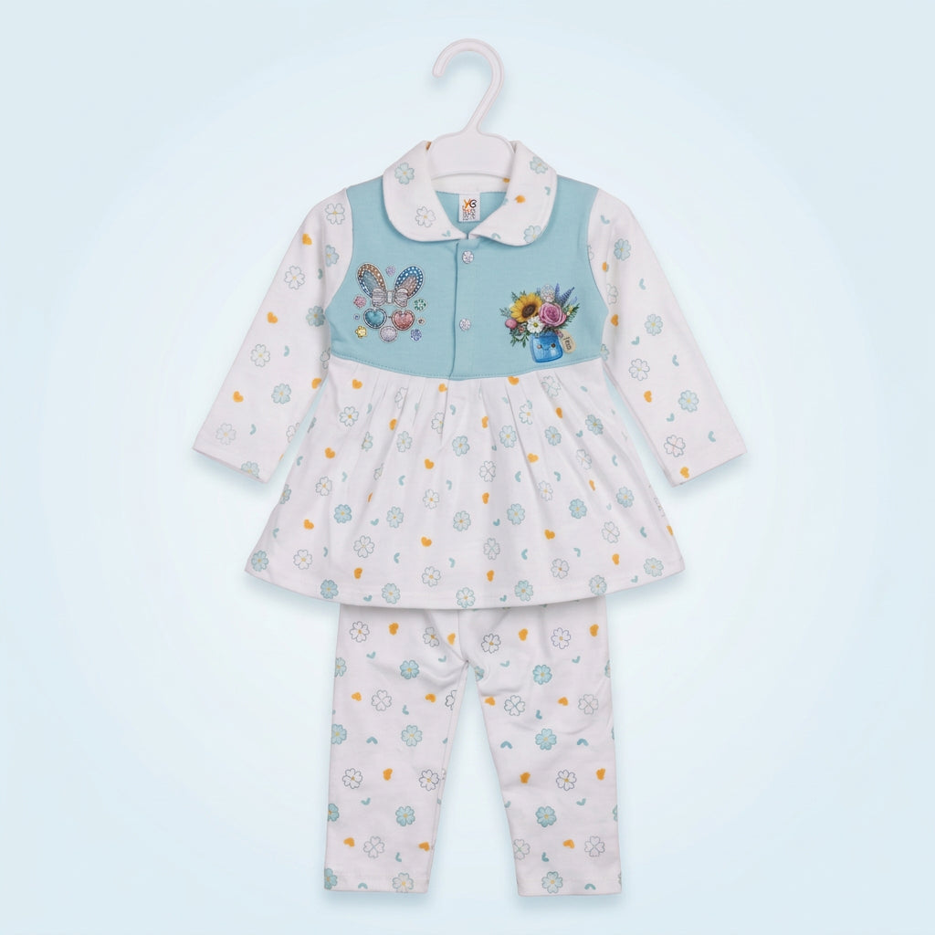 All-Season Floral and Heart Design Top with Pants