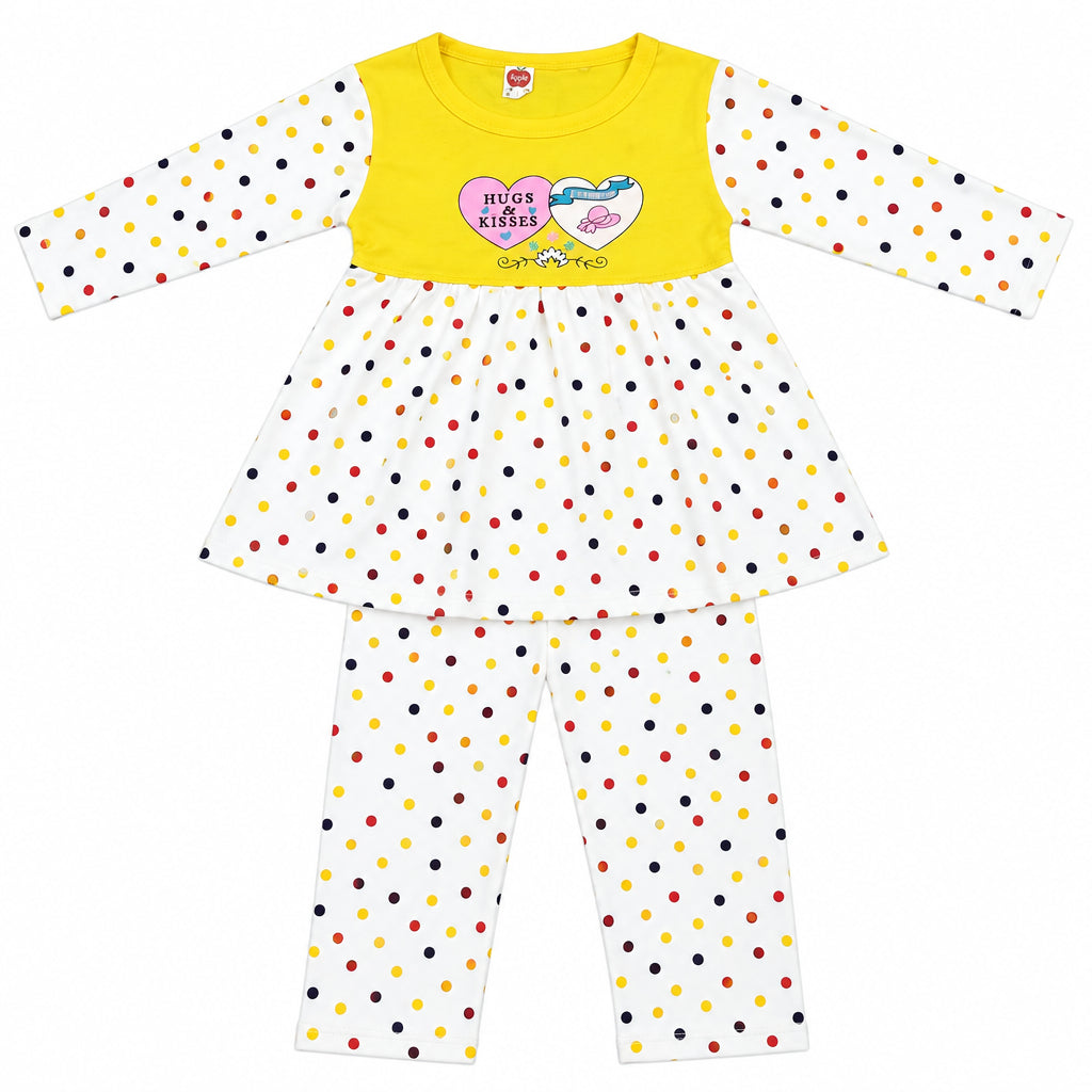 All-Season Polka Dot Full Sleeve Top with Pants