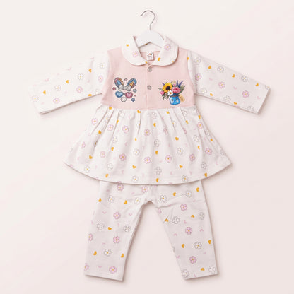 All-Season Floral and Heart Design Top with Pants