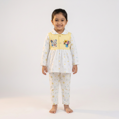 All-Season Floral and Heart Design Top with Pants
