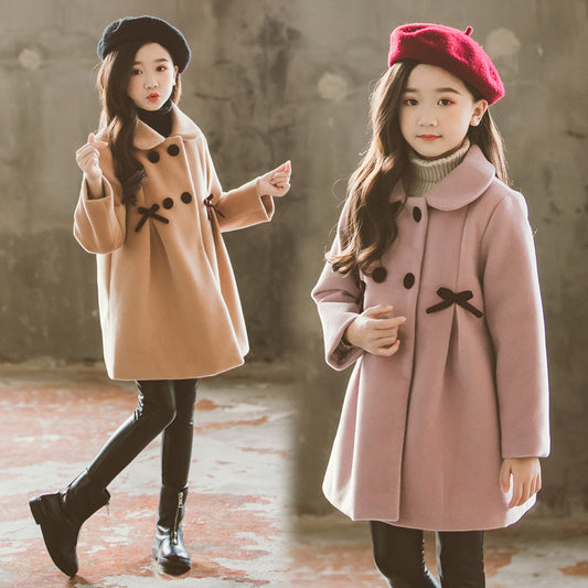 Winter Stylish Bow Decorated Long Coat