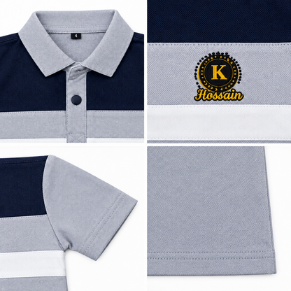 Grey Contrast Stylish Polo T-Shirt