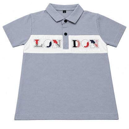 Grey London Print Stylish Polo T-Shirt
