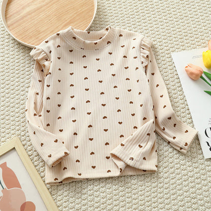 Autumn and Winter Floral Flying Sleeve Base Shirt
