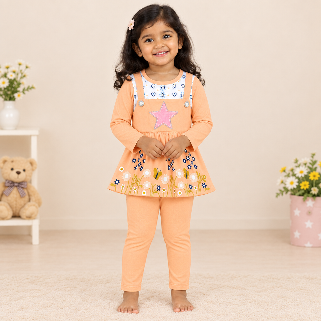 Cute Soft Frock With Comfortable Pant Set