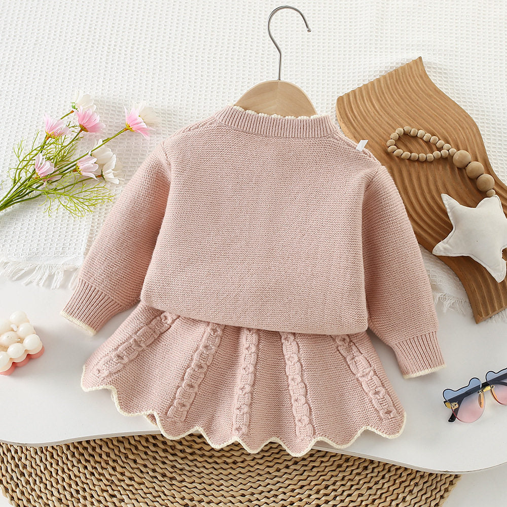 Korean Style Knitted Bow Sweater Skirt Set