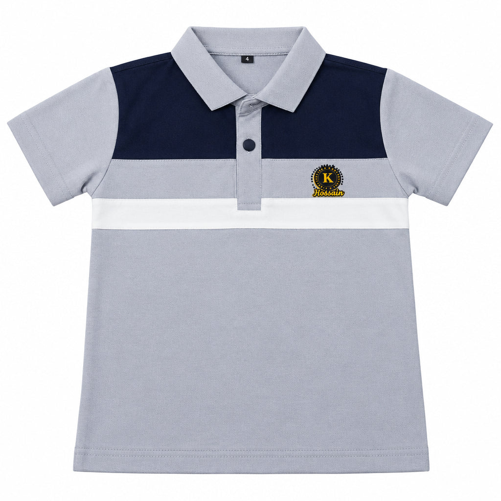 Grey Contrast Stylish Polo T-Shirt