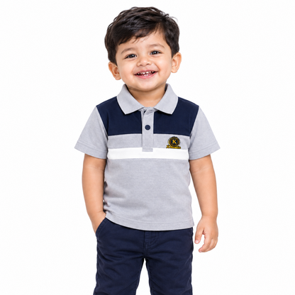 Grey Contrast Stylish Polo T-Shirt